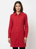 Fabindia Red Cotton Long Sleeve Kurti