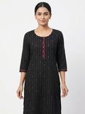 Fusion Kurti Casual Black Cotton