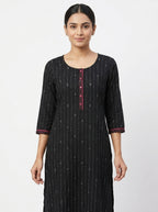 Fusion Kurti Casual Black Cotton