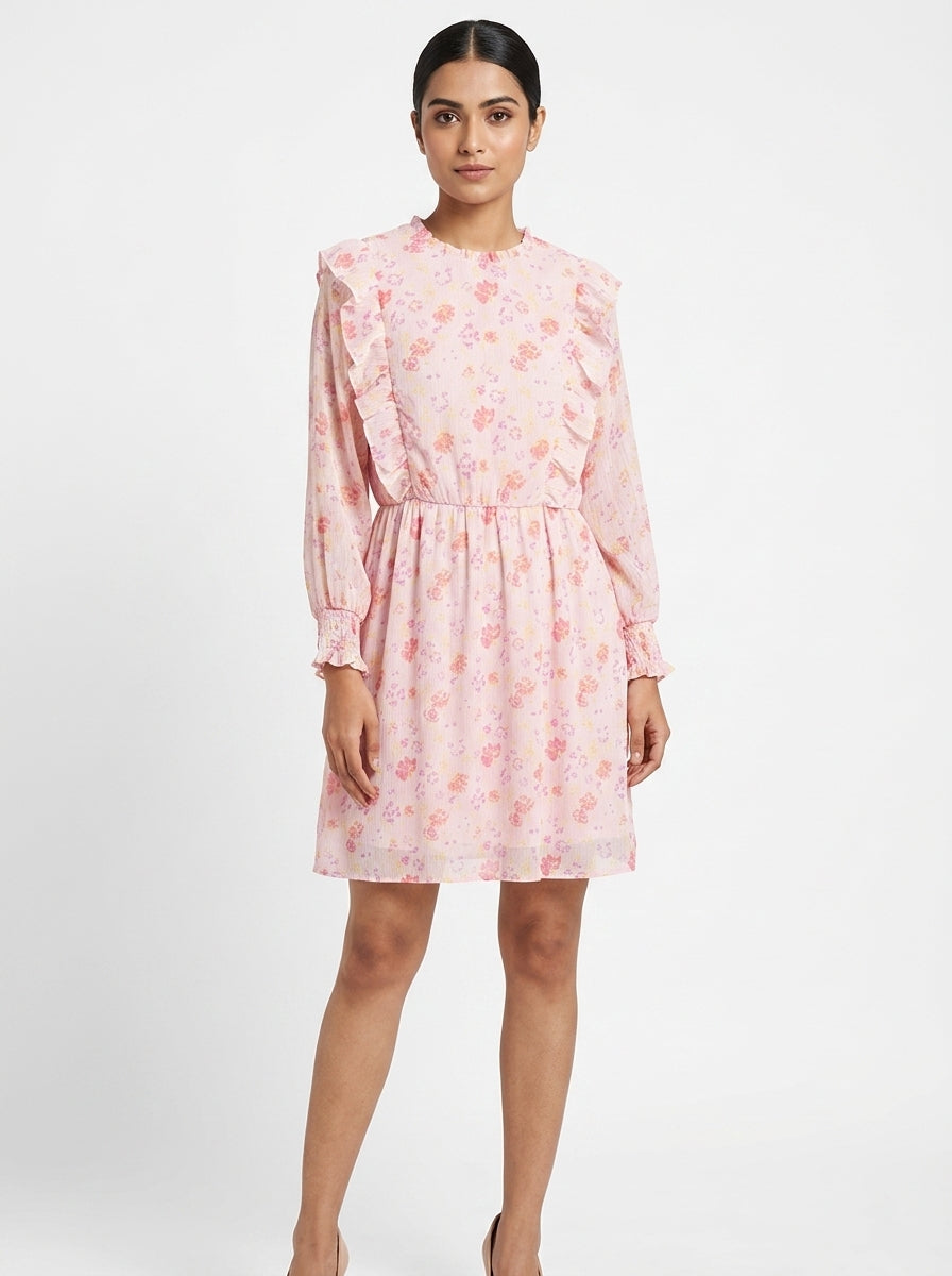 Rio. Floral Ruffle Neck Blouse