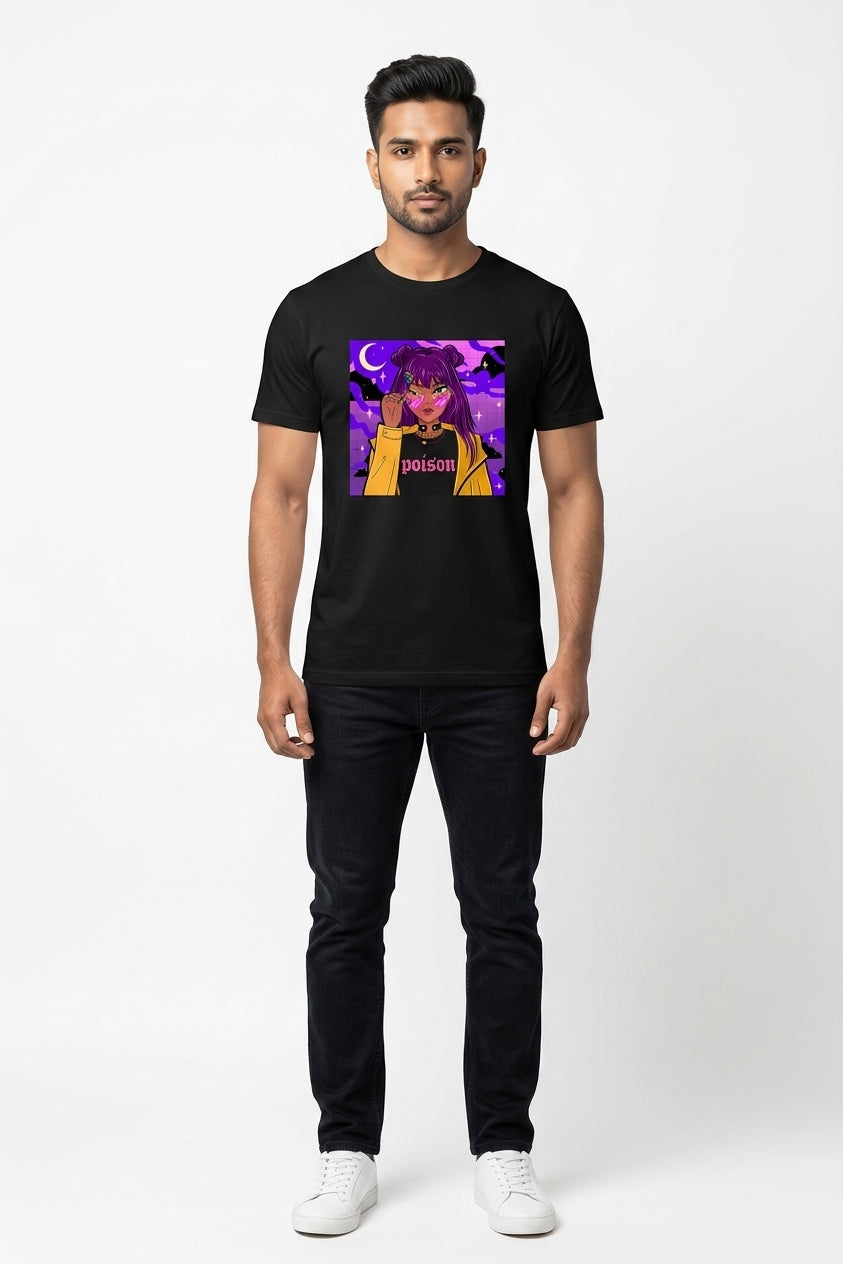 Poison Graphic Printed Black Tshirt