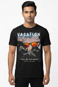 Vacation Graphic T-Shirt Black Color