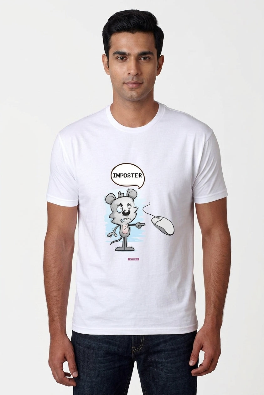 Imposter - Quirky Graphic T-Shirt White Color