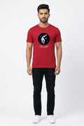Space Rider Graphic Printed Red Tshirt