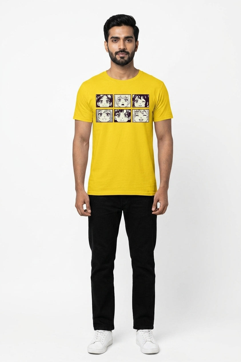 Anime Faces Yellow Tee
