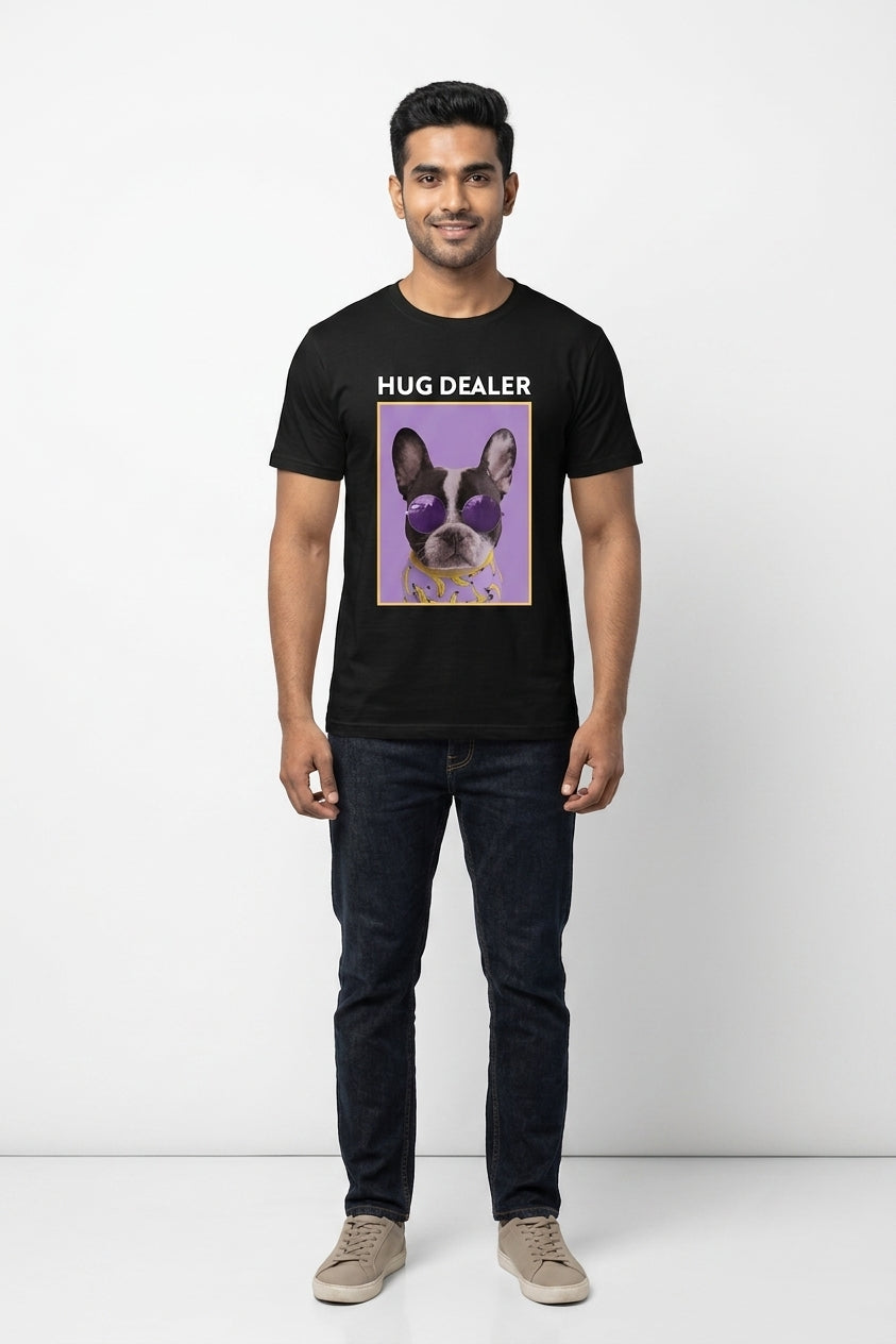 Hug Dealer Graphic Printed Black Tshirt