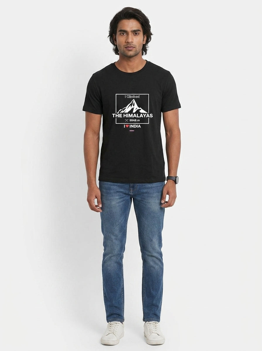 Himalayas - Styched in India Graphic T-Shirt Black Color