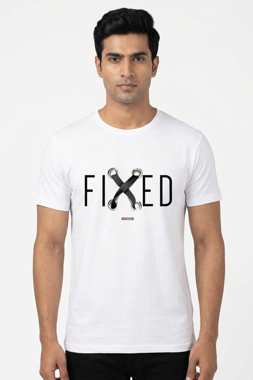 Fixed - White Tee with 3D illusion Casual round neck tshirt