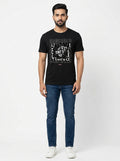 Confused - Textual Casual Black Tee Round neck