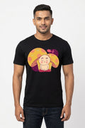 Meditating Monk Graphic Printed Black Tshirt