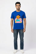 Pizza Girl Graphic Printed Blue Tshirt