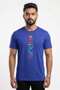 Styched Authentic Vertical print 2019 Collection Casual T-Shirt Blue
