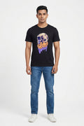 Smiley Skull Graphic Printed Black Tshirt