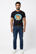 Cat showing off Dab Dance moves - Quirky Graphic T-Shirt Black Color