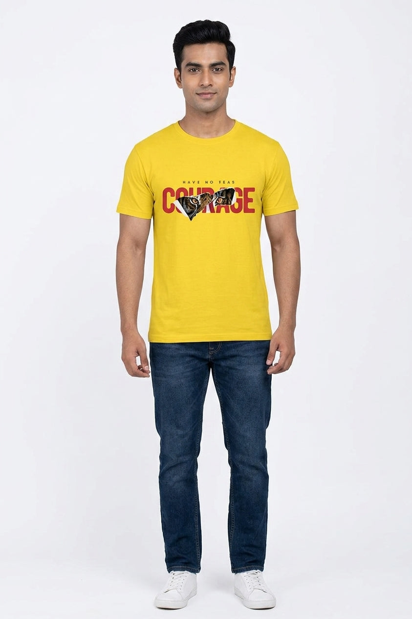 Have no fear Tshirt with Tiger Graphic - Quirky Graphic TShirt Yellow Color