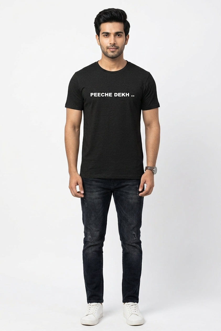 Aagey Peeche Black Tshirt (Front and Back Print)