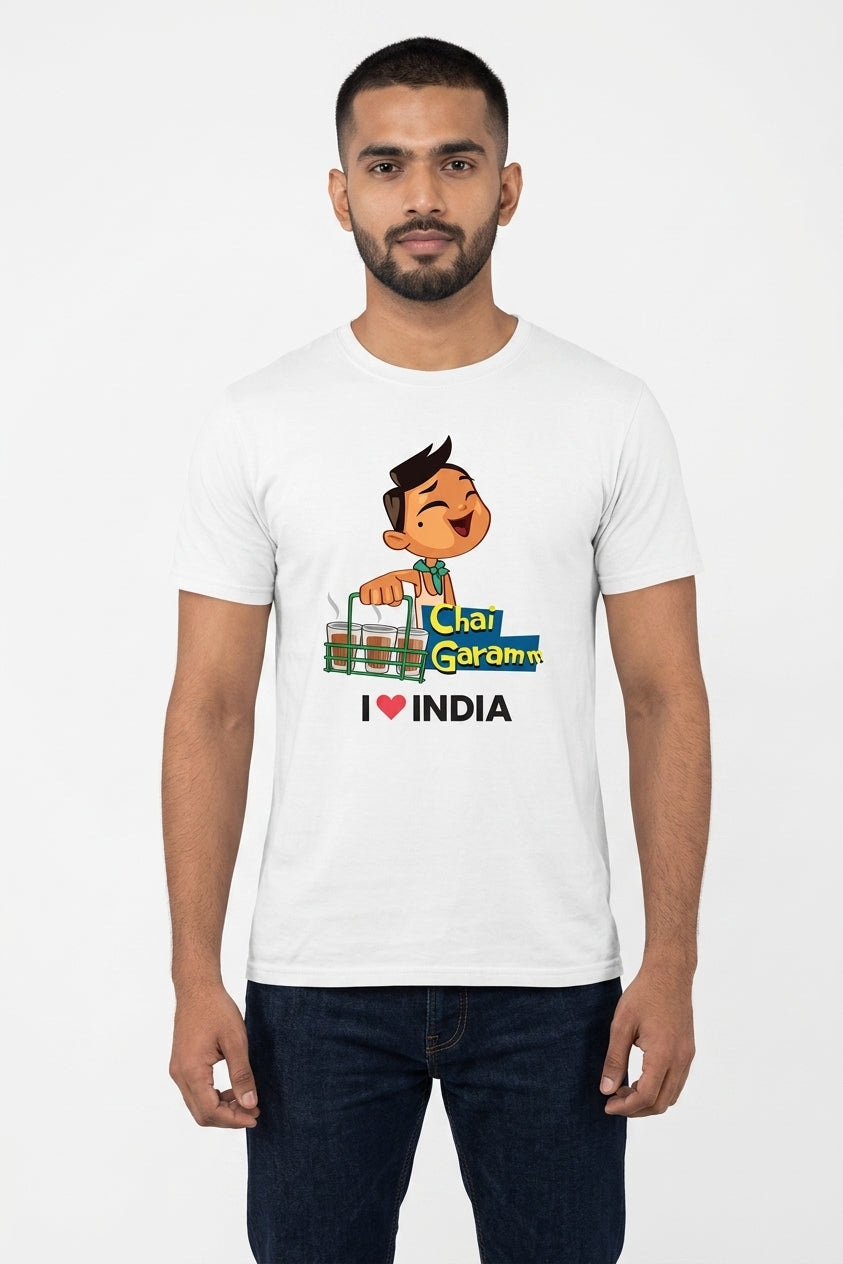 Chai Garam - Styched in India Graphic T-Shirt White Color