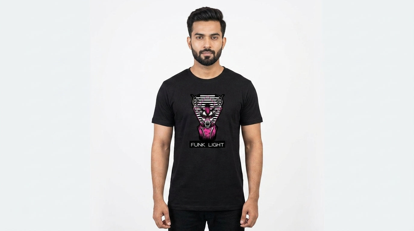 Funk Light Graphic Printed Black Tshirt