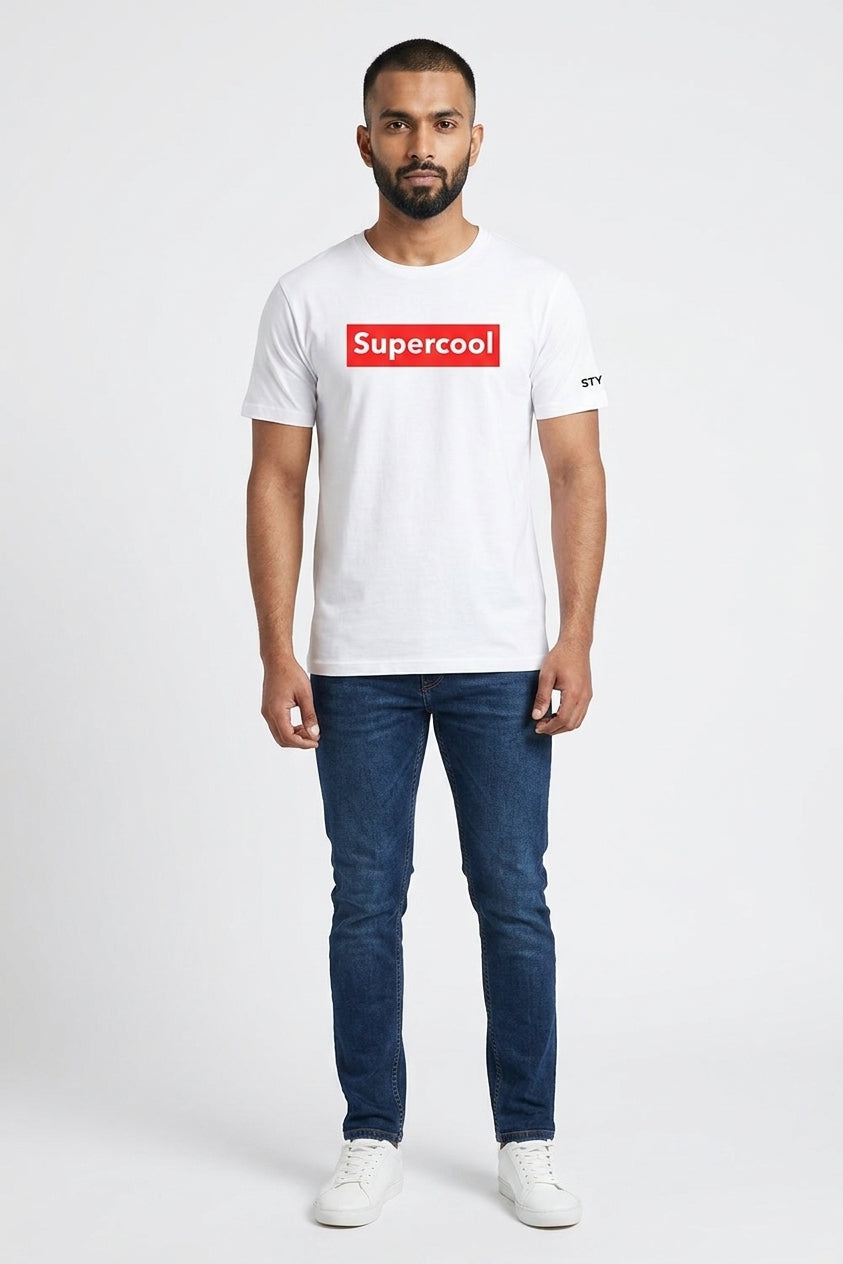 Supercool Graphic Printed White Tshirt