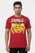 Smile Graphic Printed Red Tshirt