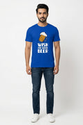 Wish You Were Beer Graphic Printed Blue Tshirt
