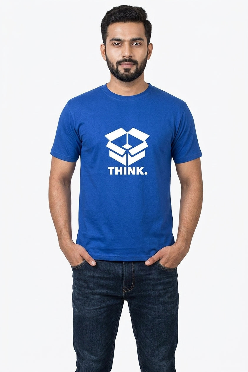 Think Outside the Box - Blue printed Tee