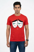 Sleepy Soul, Tired Red Eyes - Quirky Graphic T-Shirt Red Color