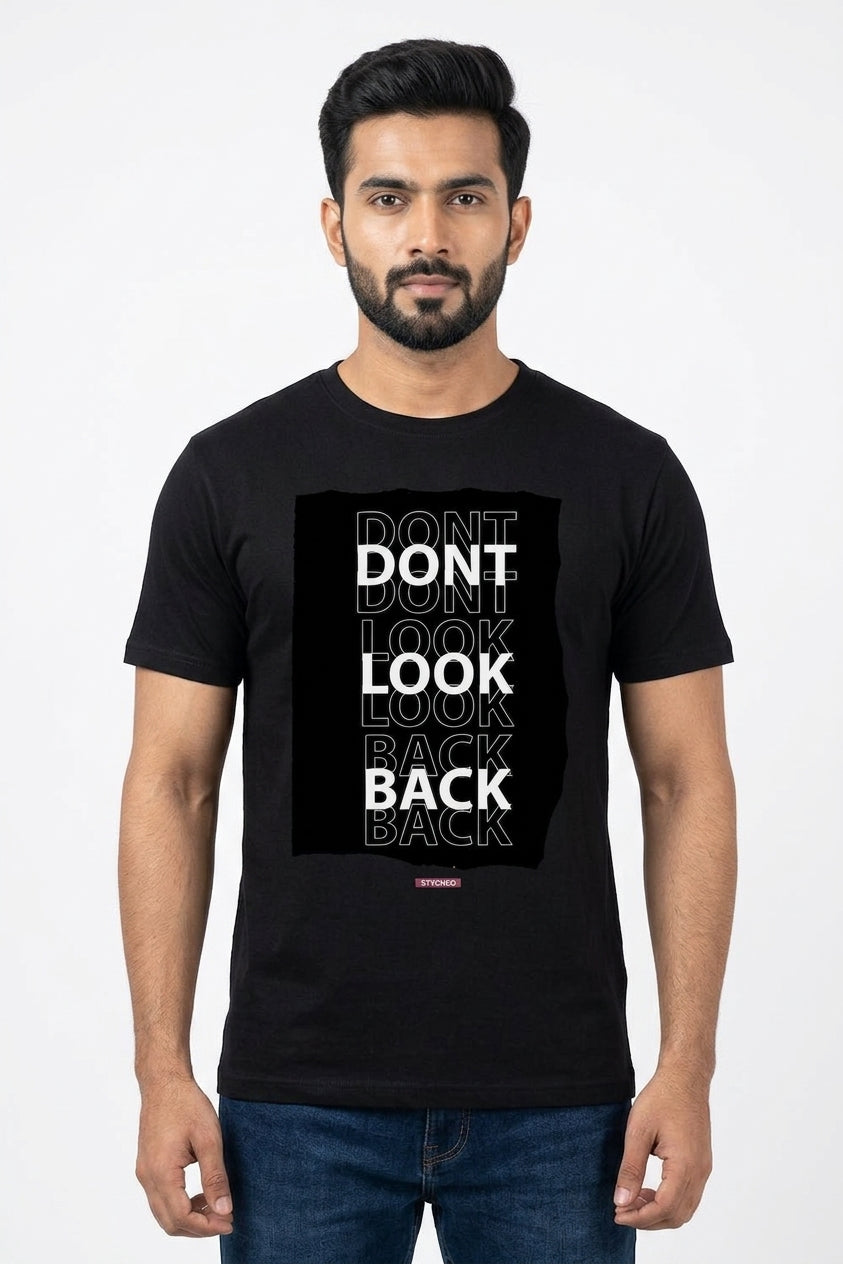Dont Look Back - Casual Black round neck All climate Tee