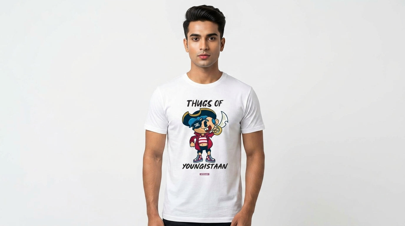 Thugs of Youngistaan - Quirky Graphic T-Shirt White Color