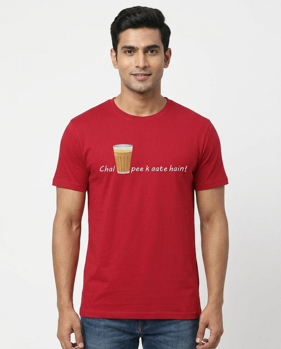 Chai Peeke Aate Hai Red Tshirt