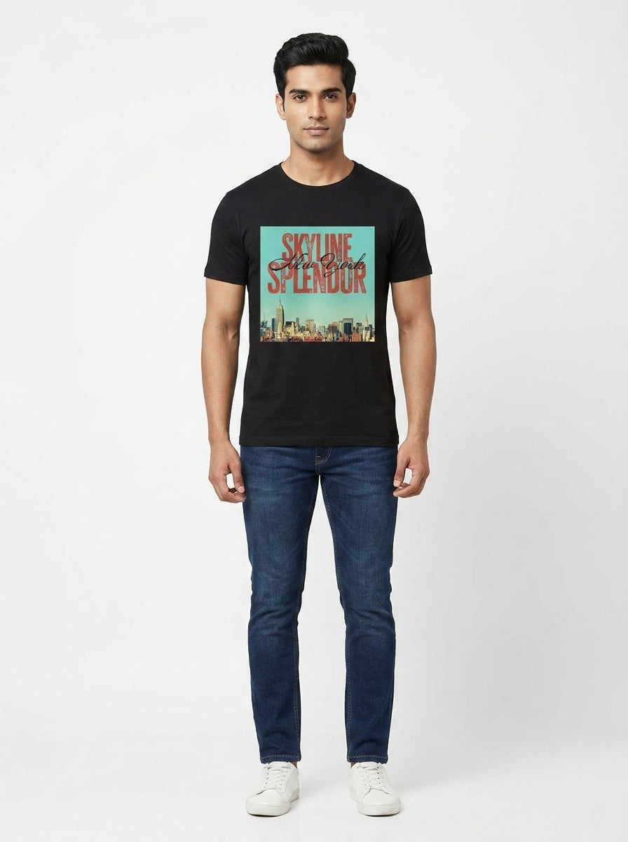 New York Graphic Printed Black Tshirt