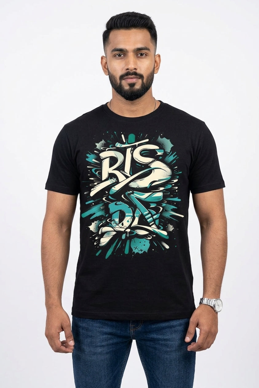 BTS Graphic Printed Black Tshirt