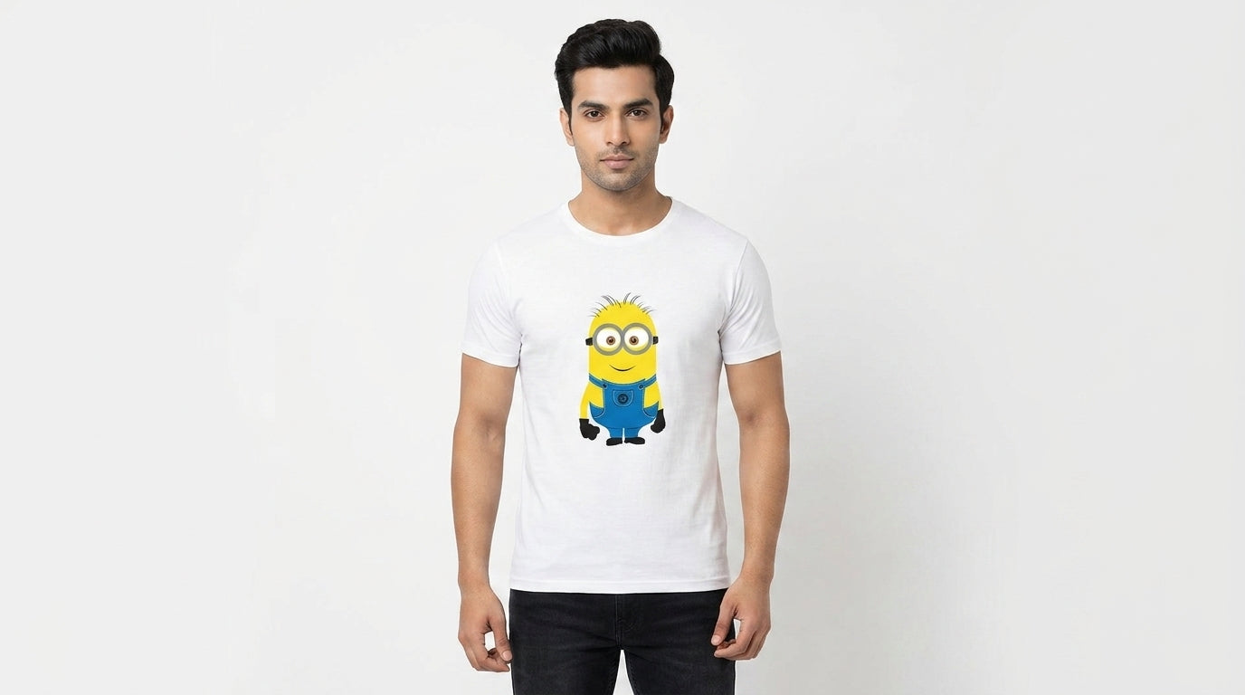 Minion - Minimal White Printed Casual T-Shirt