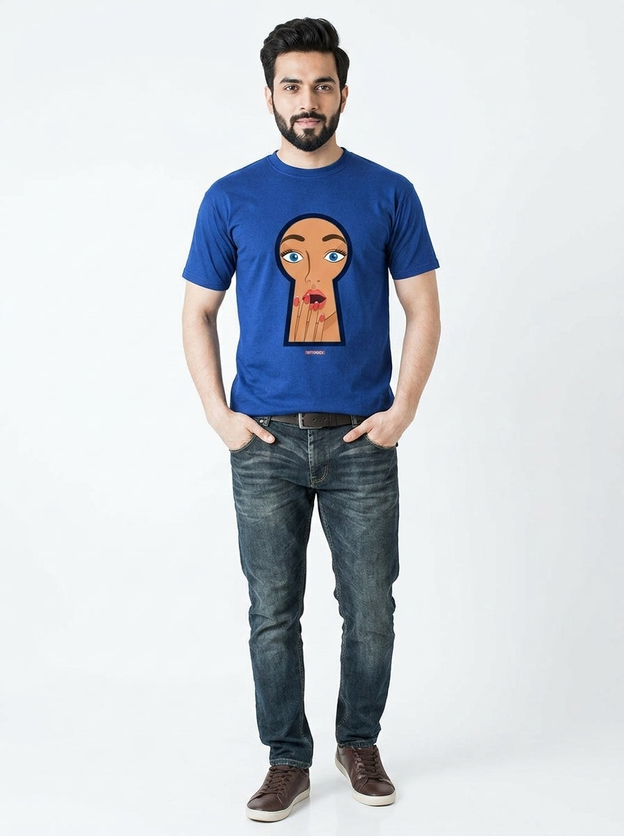 Scandal through the Keyhole - Blue Casual printed tee