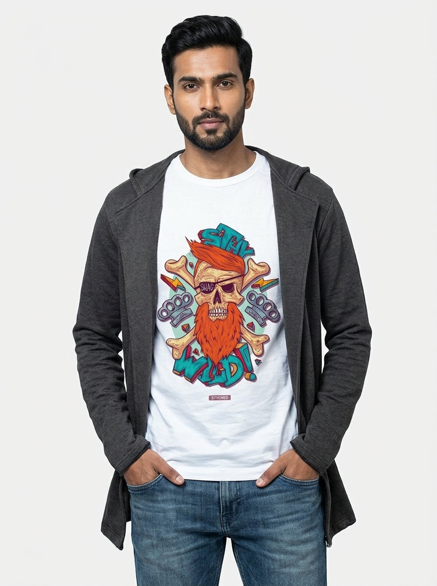 Stay Wild - Illustrative Graphic Design printed on white TShirt