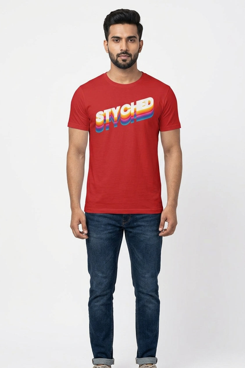 Styched Authentic Red Branded Graphic Tshirt
