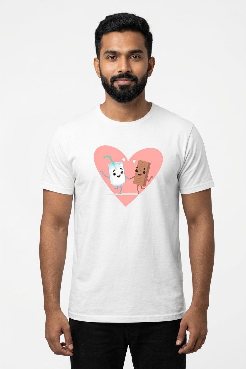 Milk And Cookie Graphic Printed White Tshirt