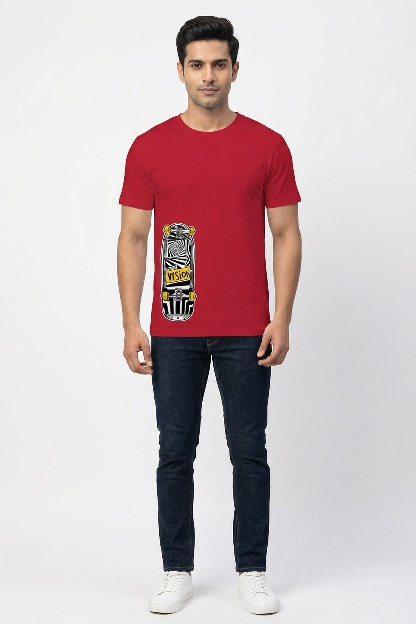 Stakeboard Graphic Printed Red Tshirt