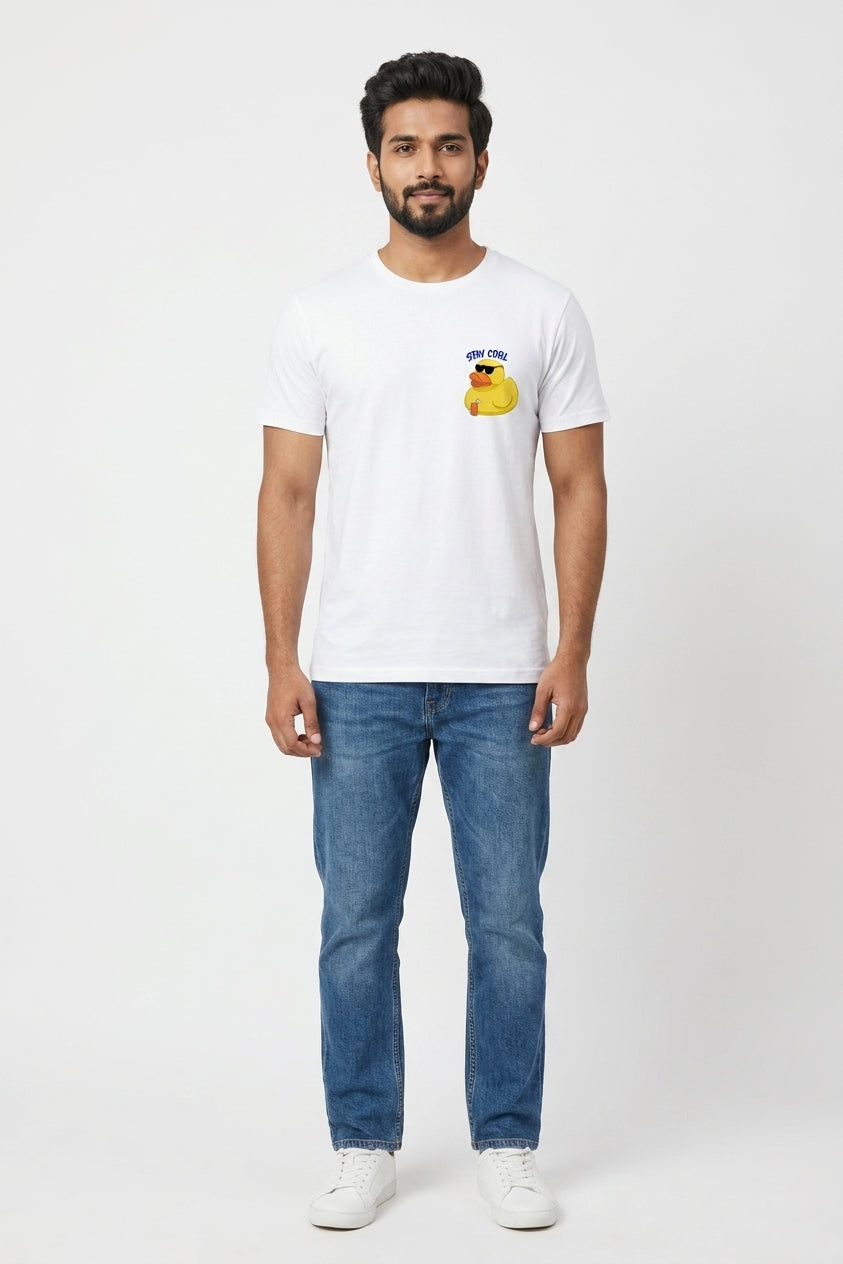 Stay Cool Pocket Printed White Tshirt