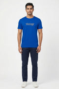 Vintage Print Blue Tshirt