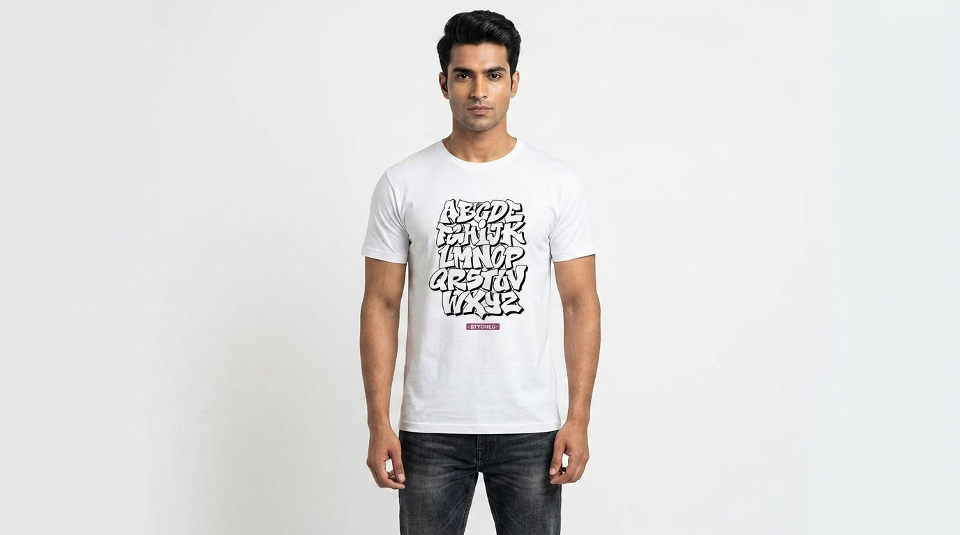 A to Z Graphic Printed White Tshirt