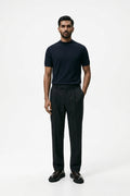 Black Knitted Close Neck T Shirt