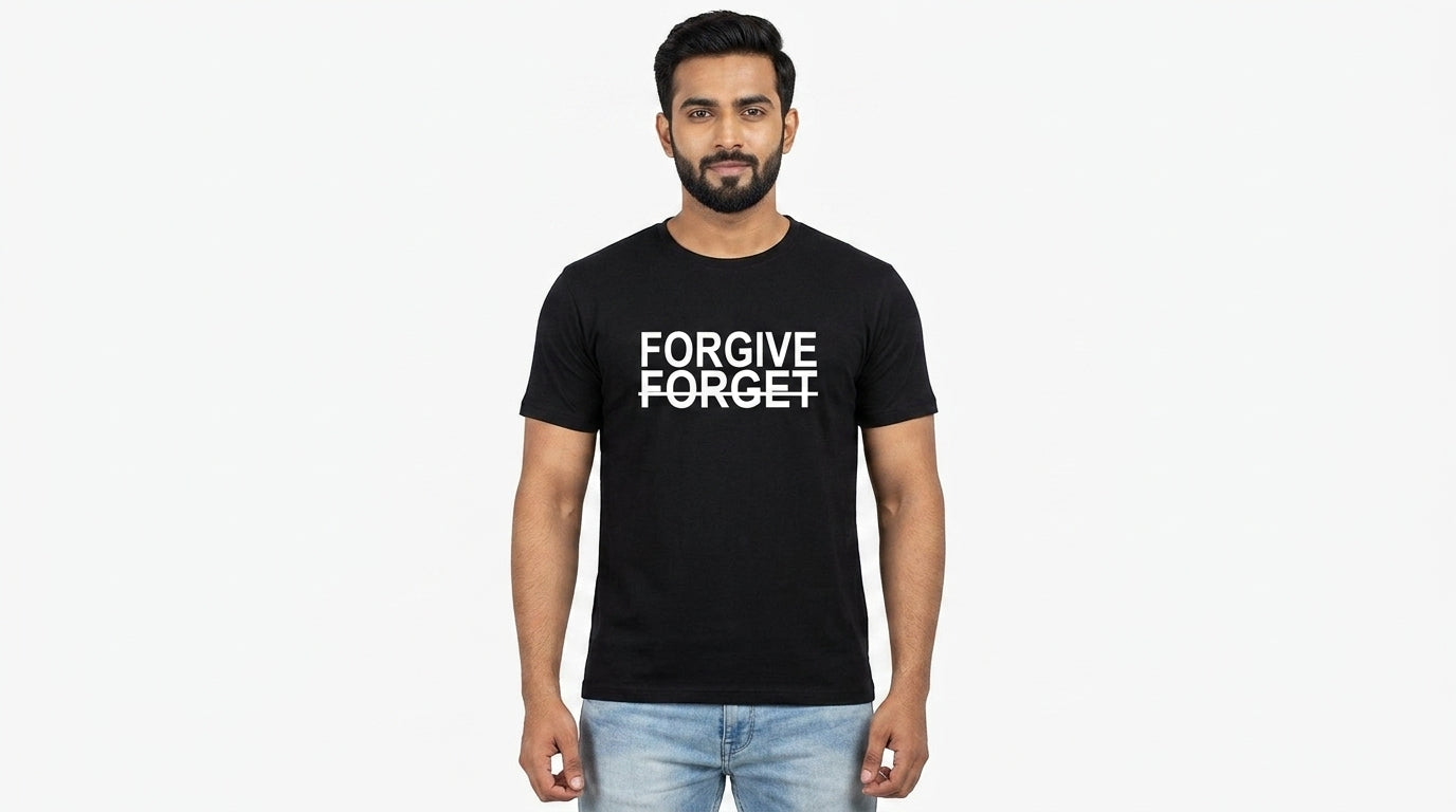 Forgive but cannot Forget - Black Printed T-Shirt
