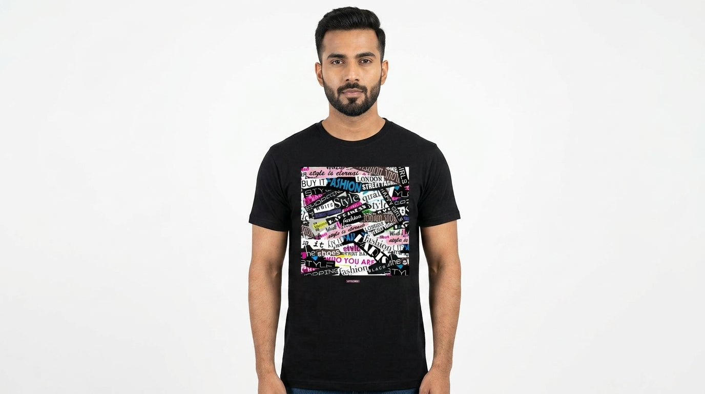 Fashion Word Cloud - Collage Casual Black TShirt