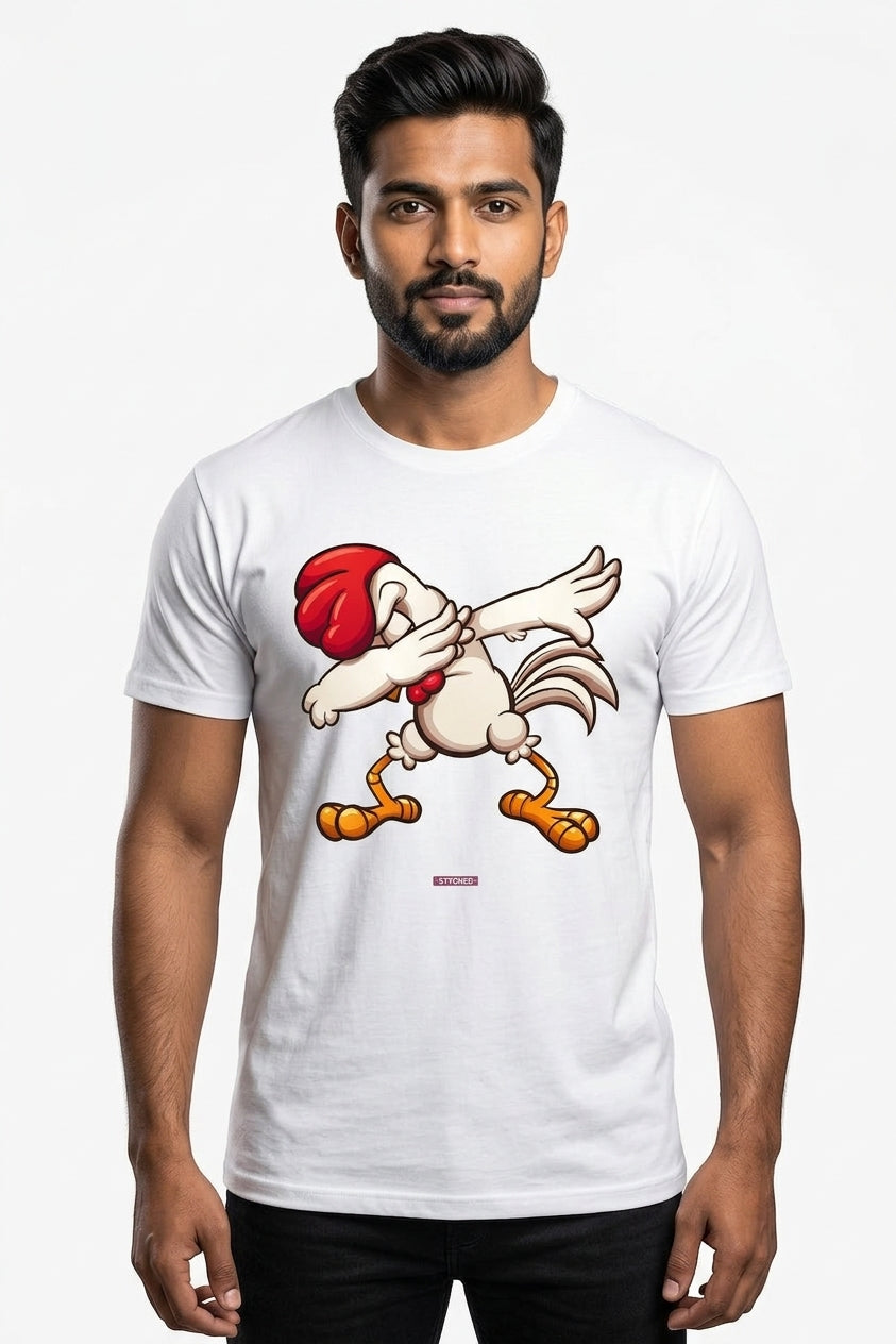 Cock Dab - Just a cool Tee with a cock dabbing Cockadoodledoo White Tee