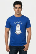 Cool Llama saying Llamaste - Blue Casual Cotton TShirt