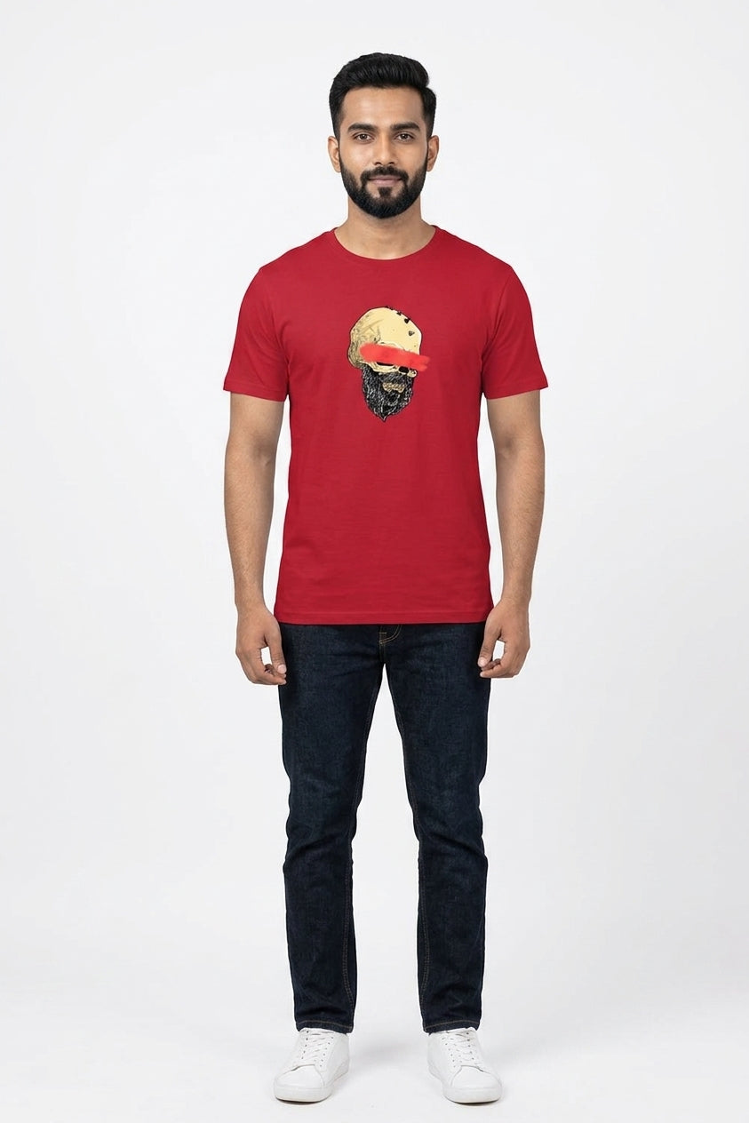 Blind Skull Graphic Printed Red Tshirt
