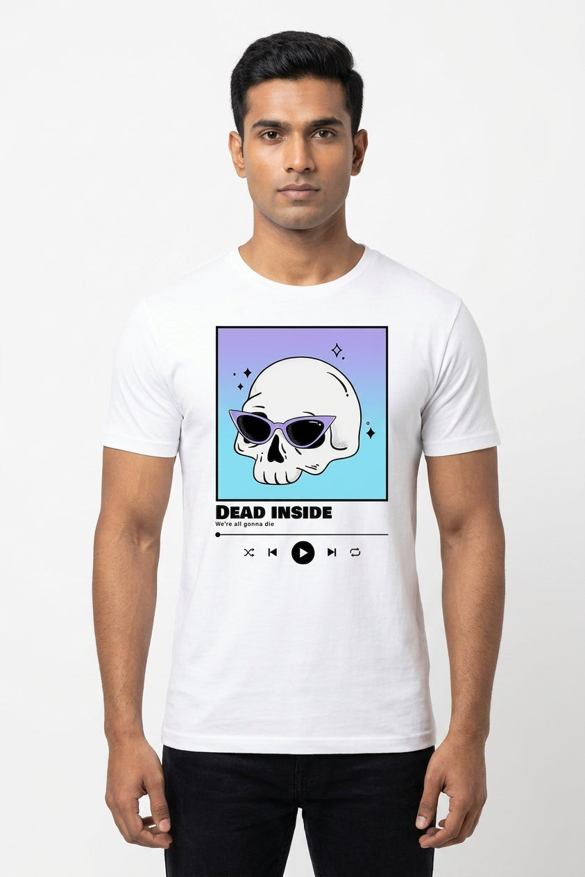 Dead Inside Graphic Printed White Tshirt