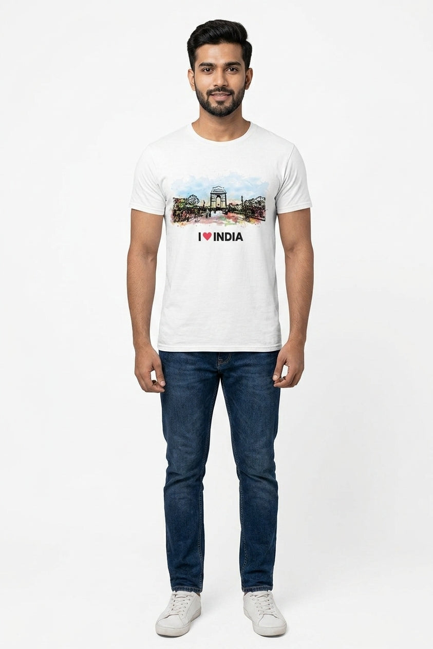 India Gate - Styched in India Graphic T-Shirt White Color
