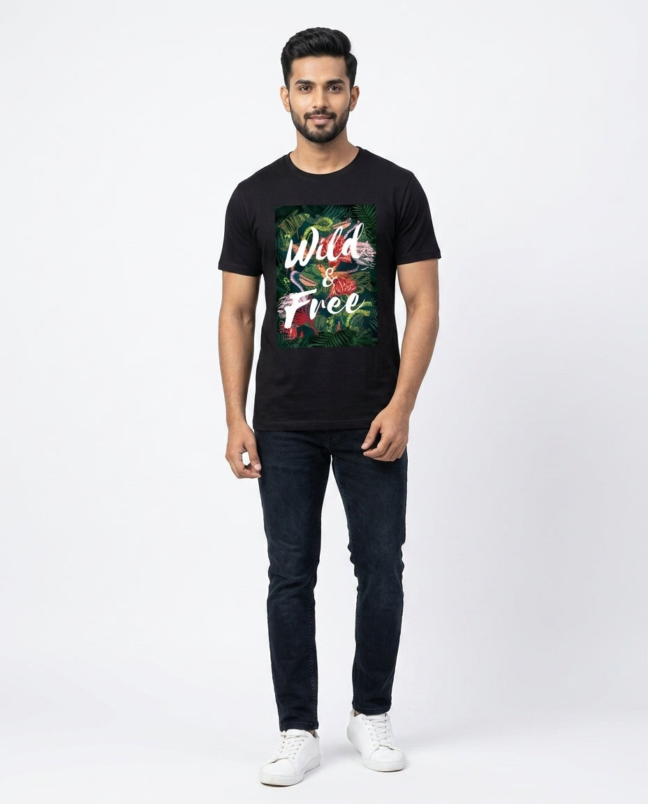 Wild and Free Graphic T-Shirt Black Color
